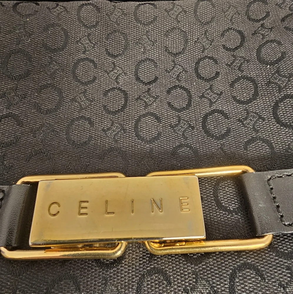 Celine Black and Gold Shoulder Bag EUC